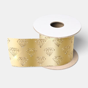 Gold Diamond Elegant Sparkle Wedding Engagement Satin Ribbon