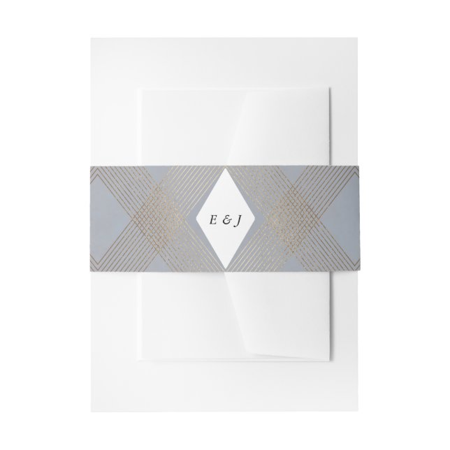 Gold Diamond Geometric Art Deco Grey Gatsby Invitation Belly Band (Front Example)