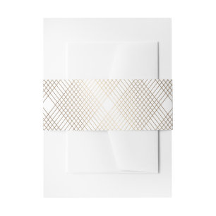 Gold Diamond Geometric Art Deco White Gatsby Invitation Belly Band