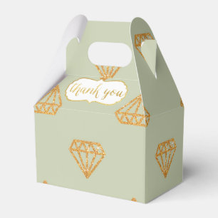 Gold Diamond Geometric On Mint Thank You Favor Box
