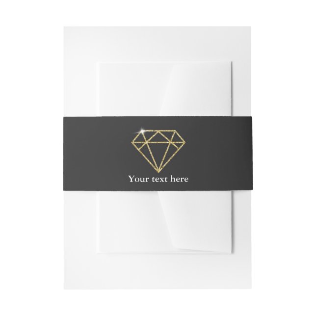 Gold Diamond Glamour Chic Modern Invitation Invitation Belly Band (Front Example)