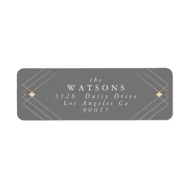 Gold Diamond Grey Geometric Deco Gatsby Wedding (Front)