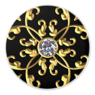 Gold Diamond Jewel Gemstone Ceramic Knob
