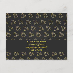 Gold Diamond Modern Bachelorette Save The Date Announcement Postcard