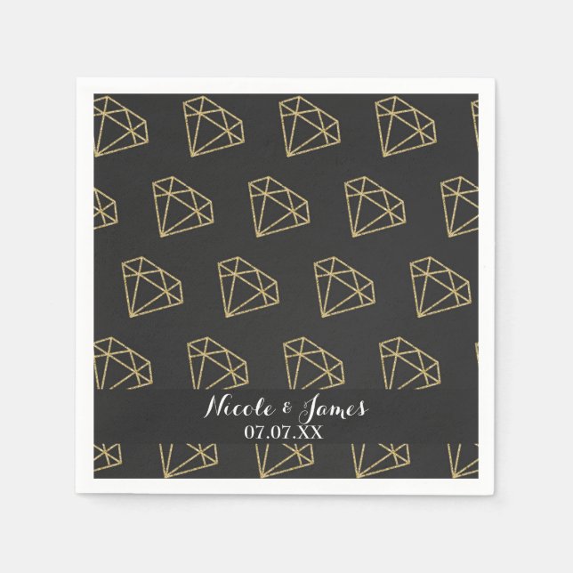 Gold Diamond Modern Design Bachelorette Party Napkin (Front)