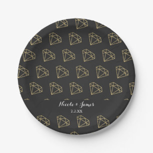 Gold Diamond Modern Design Bachelorette Party Paper Plate