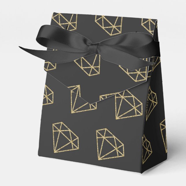 Gold Diamond Modern Design Party Favour Boxes (Front Side)