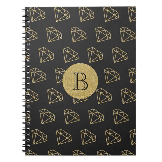 Gold Diamond Modern Glamor Bling Notebook Journal (Front)