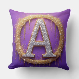 Gold Diamond Monogram A Initial Gift Idea Throw Pillow