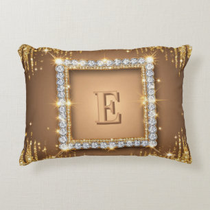 ✨ Gold Diamond Monogram Custom Name Design ✨ Accent Pillow