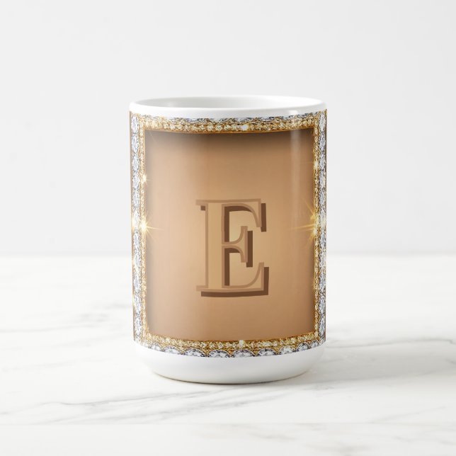 ✨ Gold Diamond Monogram Custom Name Design ✨ Coffee Mug (Center)