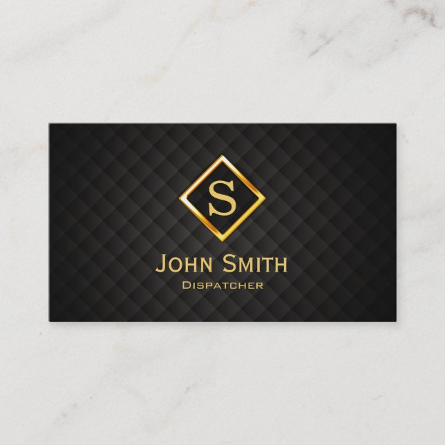 Gold Diamond Monogram Dispatcher Business Card (Front)