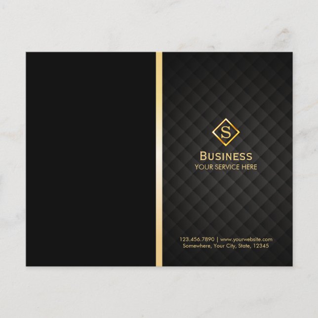 Gold Diamond Monogram Elegant Bi-Fold Brochure (Front)
