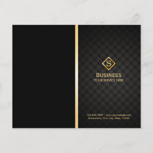 Gold Diamond Monogram Elegant Bi-Fold Brochure