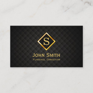 Gold Diamond Monogram Funeral Business Card