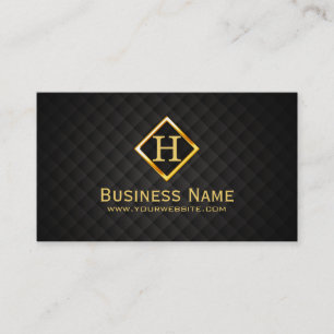 Gold Diamond Monogram Label Dark Business Card