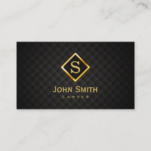 Gold Diamond Monogram Lawyer Business Card