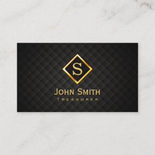 Gold Diamond Monogram Treasurer Business Card
