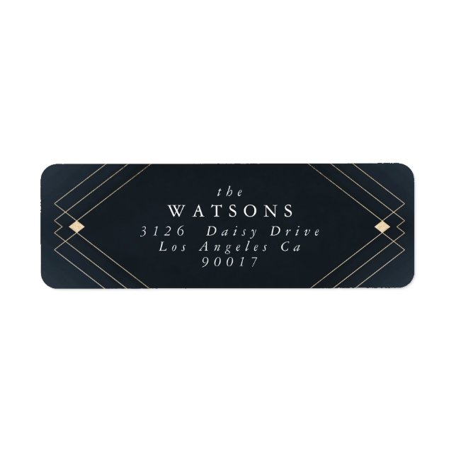 Gold Diamond Navy Geometric Deco Gatsby Wedding (Front)