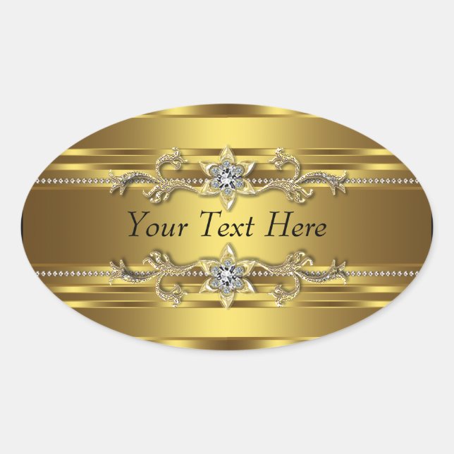 Gold Diamond Oval Sticker (Front)