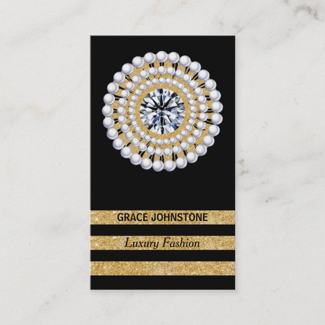 Gold, Diamond, Pearls | Jewellery Shop Business Card (Front)