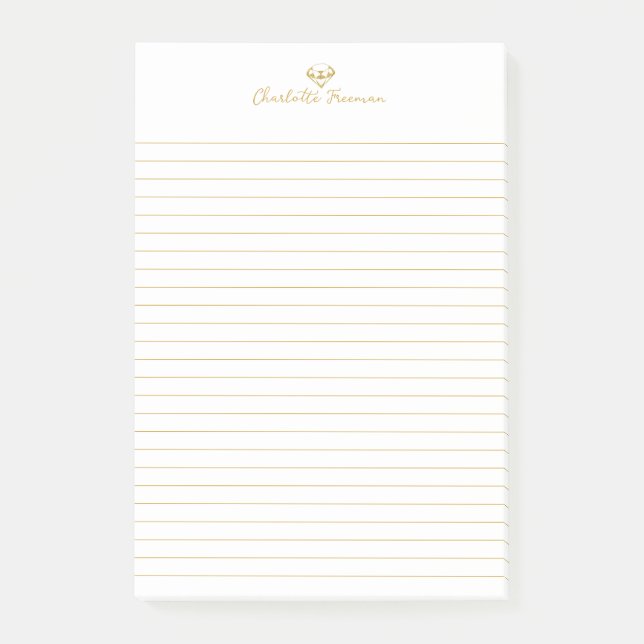 Gold Diamond Personalized Lined Notepad (Front)