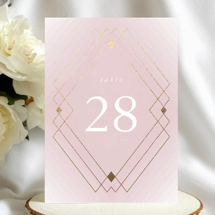 Gold Diamond Pink Deco Gatsby 5 x 7 Table Number