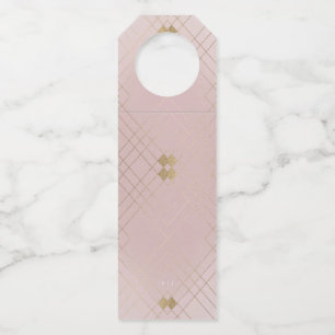 Gold Diamond Pink Geometric Deco Gatsby Wedding Bottle Tag