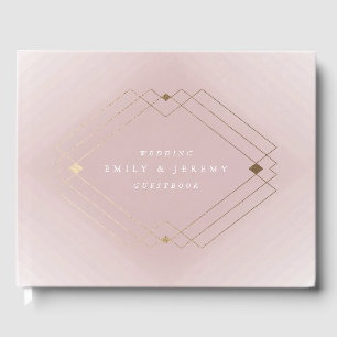 Gold Diamond Pink Geometric Deco Gatsby Wedding Guest Book