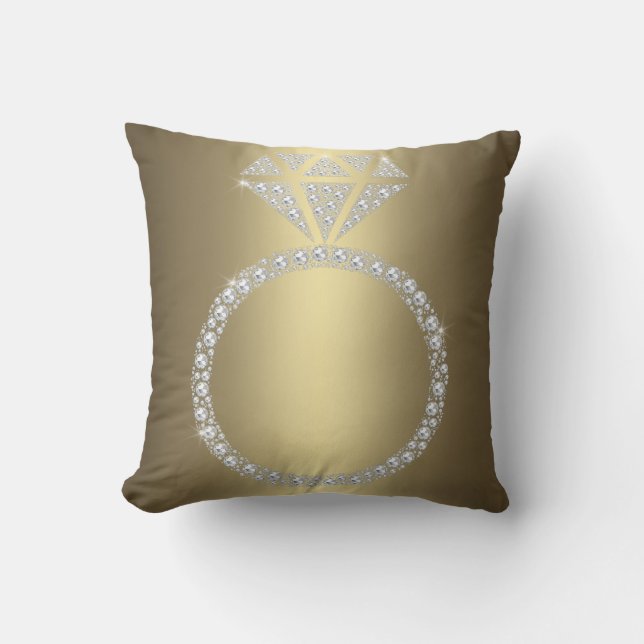 GOLD DIAMOND RING CUSHION WEDDING (Front)
