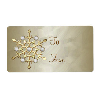 Gold Diamond Snowflake Gold Gift Tag