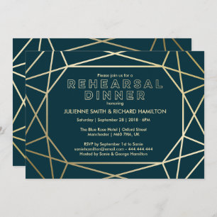 Gold Diamond Sophisticated Rehearsal Dinner Invitation