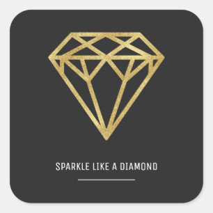 Gold Diamond Square Sticker