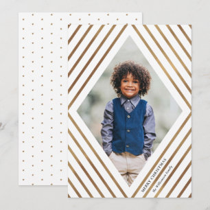 Gold Diamond Stripes Frame Photo Christmas Holiday