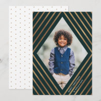 Gold Diamond Stripes Frame Photo Christmas