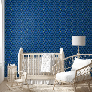 Gold Diamond Tufted Navy Blue Wallpaper