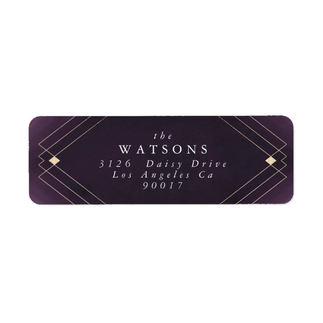 Gold Diamond violet Mariage géométrique Gatsby (Devant)