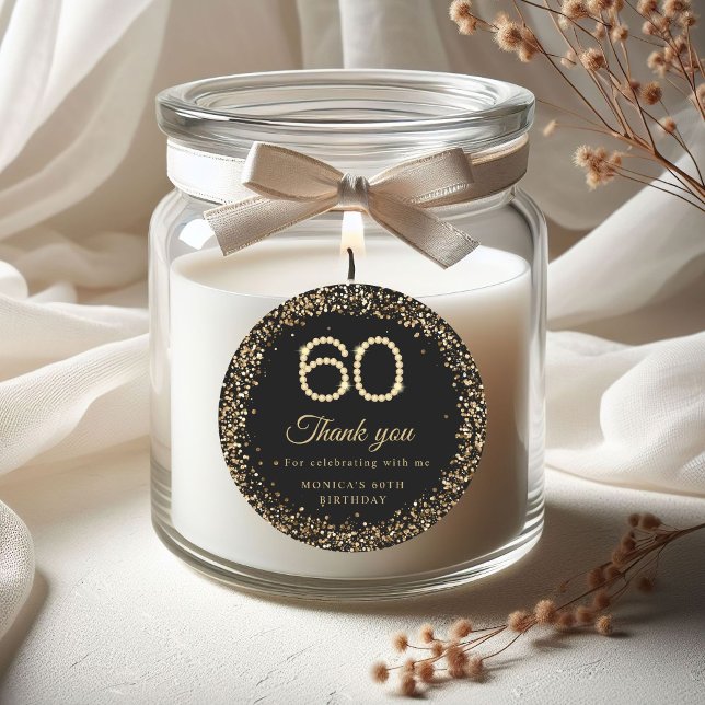 Gold Diamonds 60th Birthday Thank you Sticker (Gold Diamonds 60th Birthday Thank you sticker)