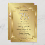 Gold & Diamonds 75th Birthday Anniversary Invitation<br><div class="desc">75th Birthday or Anniversary invitation. Glitzy gold & diamond numbers on a classy gold background. Don't forget to add the initials or other message on the back!</div>