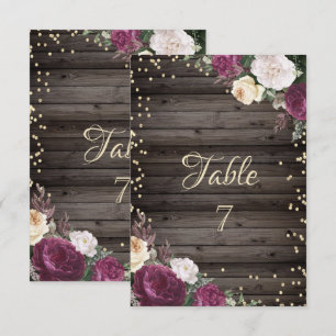 Gold Diamonds Burgundy Flowers Wood Invitation