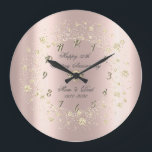 Gold Diamonds Confetti Rose Gold Anniversary Large Clock<br><div class="desc">Elegant gold diamonds on rose gold background.</div>