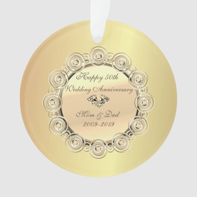 Gold Diamonds Elegant 50th Wedding Anniversary Ornament (Front)