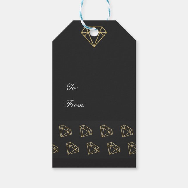 Gold Diamonds Glamour Modern Gift Tag (Front)
