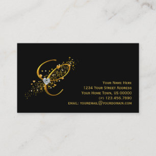 Gold & Diamonds Initial C Stardust Business Card