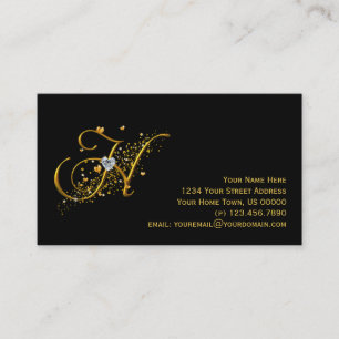 Gold & Diamonds Initial H Stardust Business Card