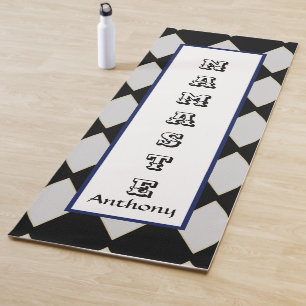 Gold Diamonds NAMASTE typography monogram Yoga Mat