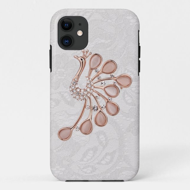 Gold Diamonds Peacock Paisley Lace iPhone 5 Case-Mate iPhone Case (Back)
