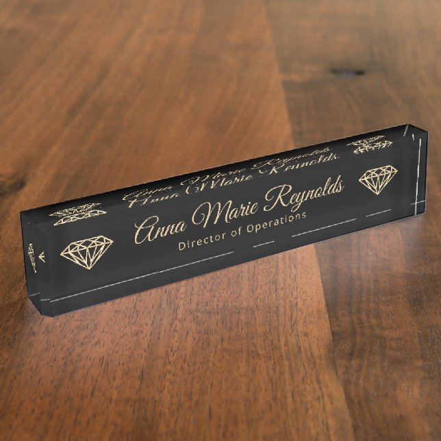 Gold Diamonds Professional Nameplate (Side)