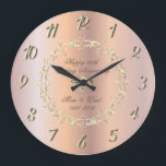 Gold Diamonds Rose Gold 25th Wedding Anniversary Large Clock<br><div class="desc">Elegant gold diamonds wedding anniversary clock.</div>