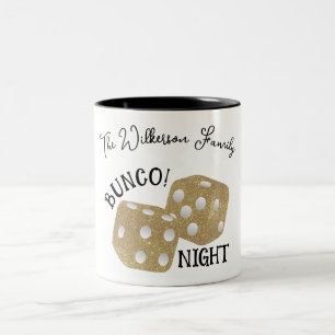 Gold Dice Bunco Night Custom Name Two-Tone Coffee Mug